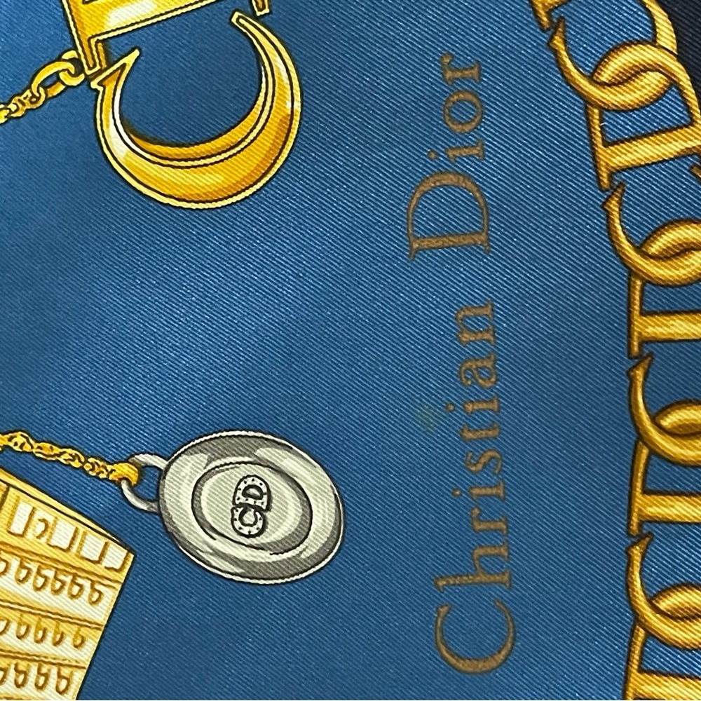 Christian Dior Blue and Gold Scarf - Picture 9 of 16